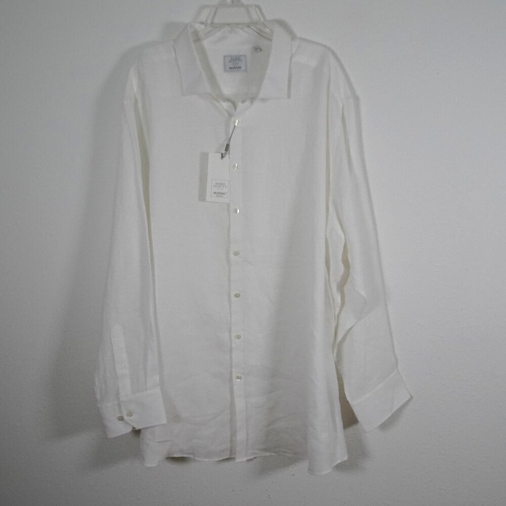 Baird McNutt Linen Button Up Shirt Big Men's Size 4XB White Luxury Resort Beach